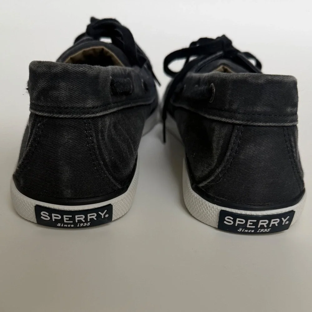 Sperry Top-Sider Mens Washed Navy Blue Canvas Boat Shoes Minimalist Sneakers 10